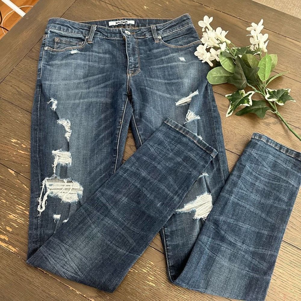 BALDWIN The Ten Skinny Jeans Distressed Midrise Jeans size 30 Womens